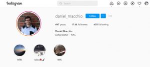 instagram of Daniel Macchio