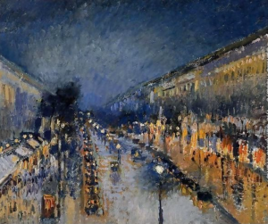 Boulevard Montmartre; Night Effect - Camille Pissarro